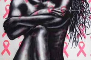 breast cancer art, trending artist